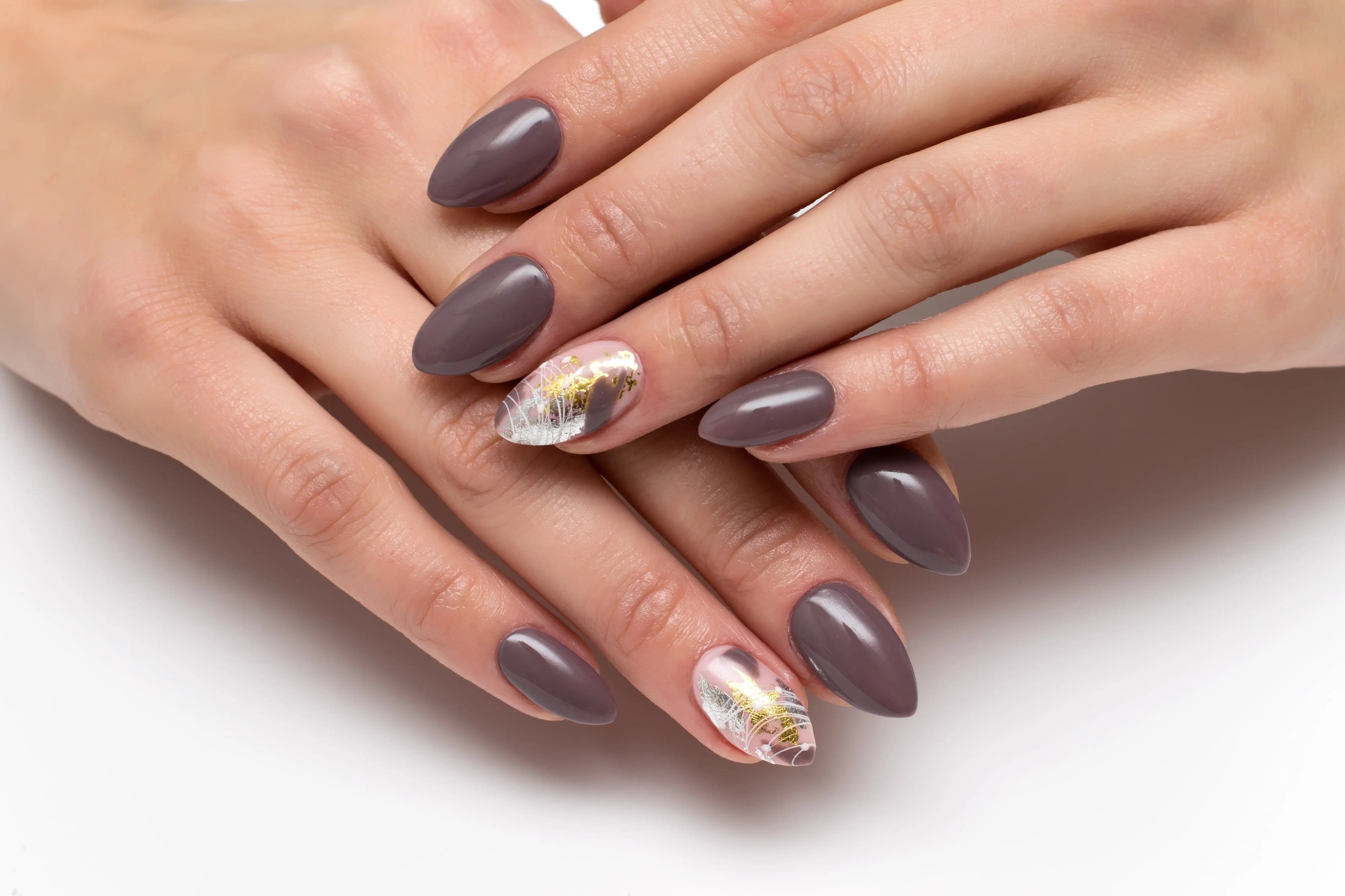 Simple Almond Nails with Subtle Abstract Touches