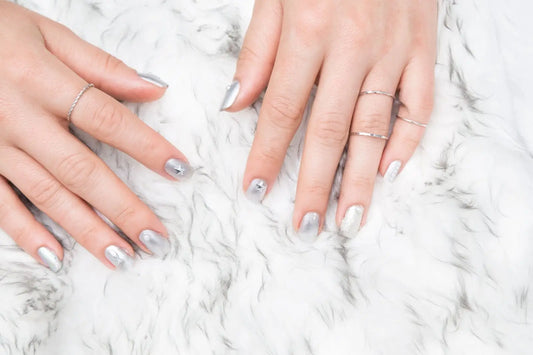 Painted nails on a table