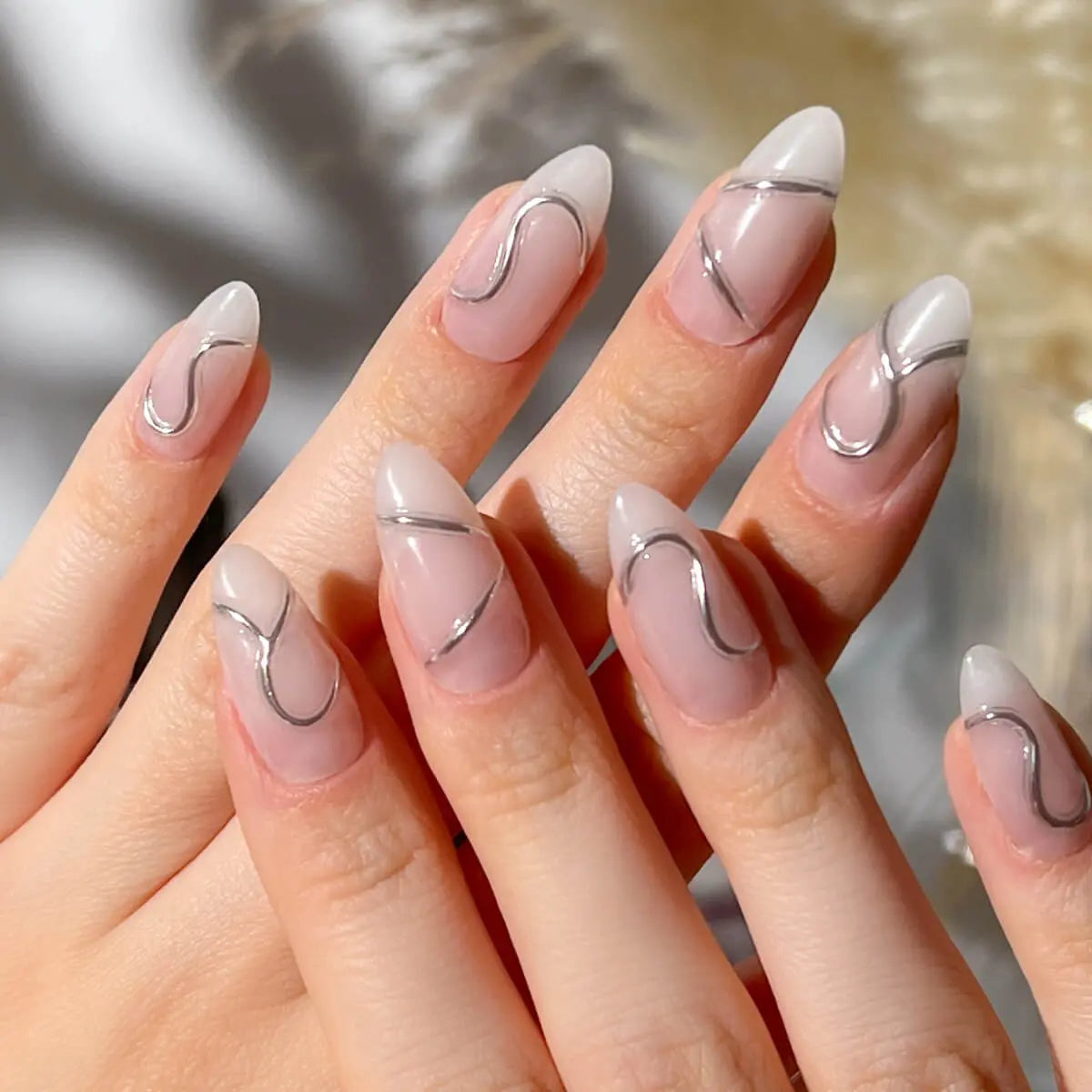 Silver Spoon Press On (Almond) Nailboo®