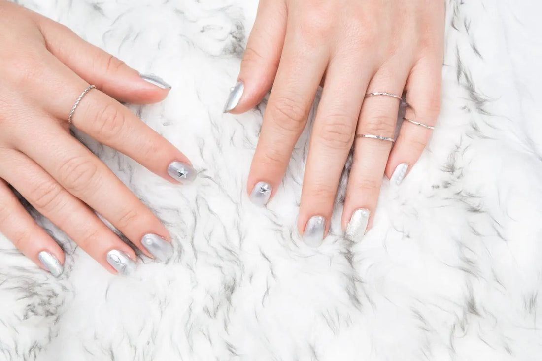 Painted nails on a table