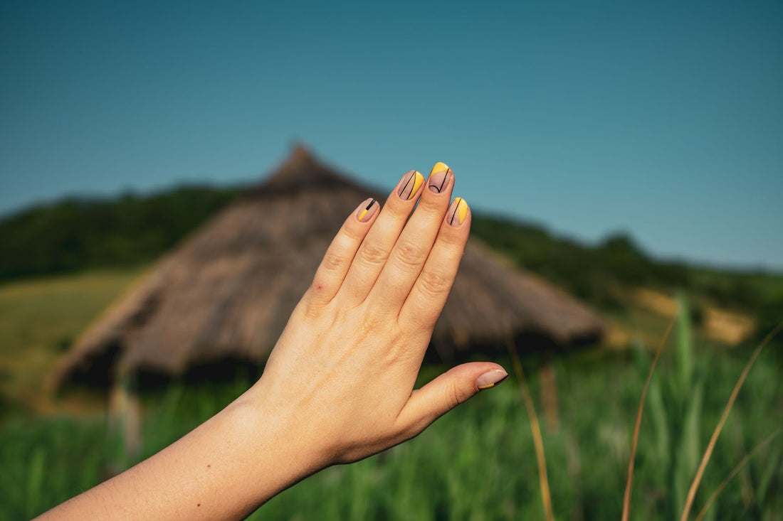 A hand with painted nails 