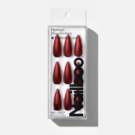 Crimson Velour Press On (Stiletto)