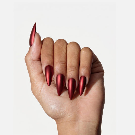Crimson Velour Press On (Stiletto)