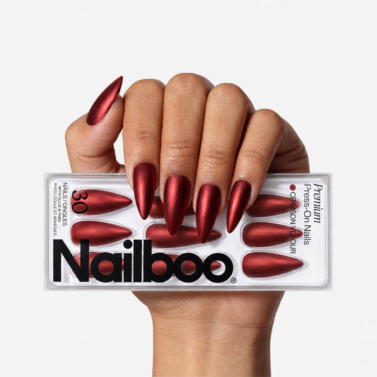Crimson Velour Press On (Stiletto)