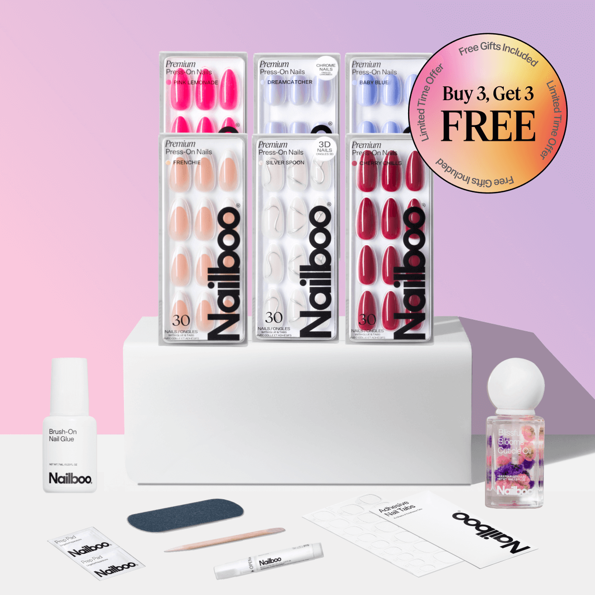 Nailboo Premium Press-Ons Starter Kit 3 Free