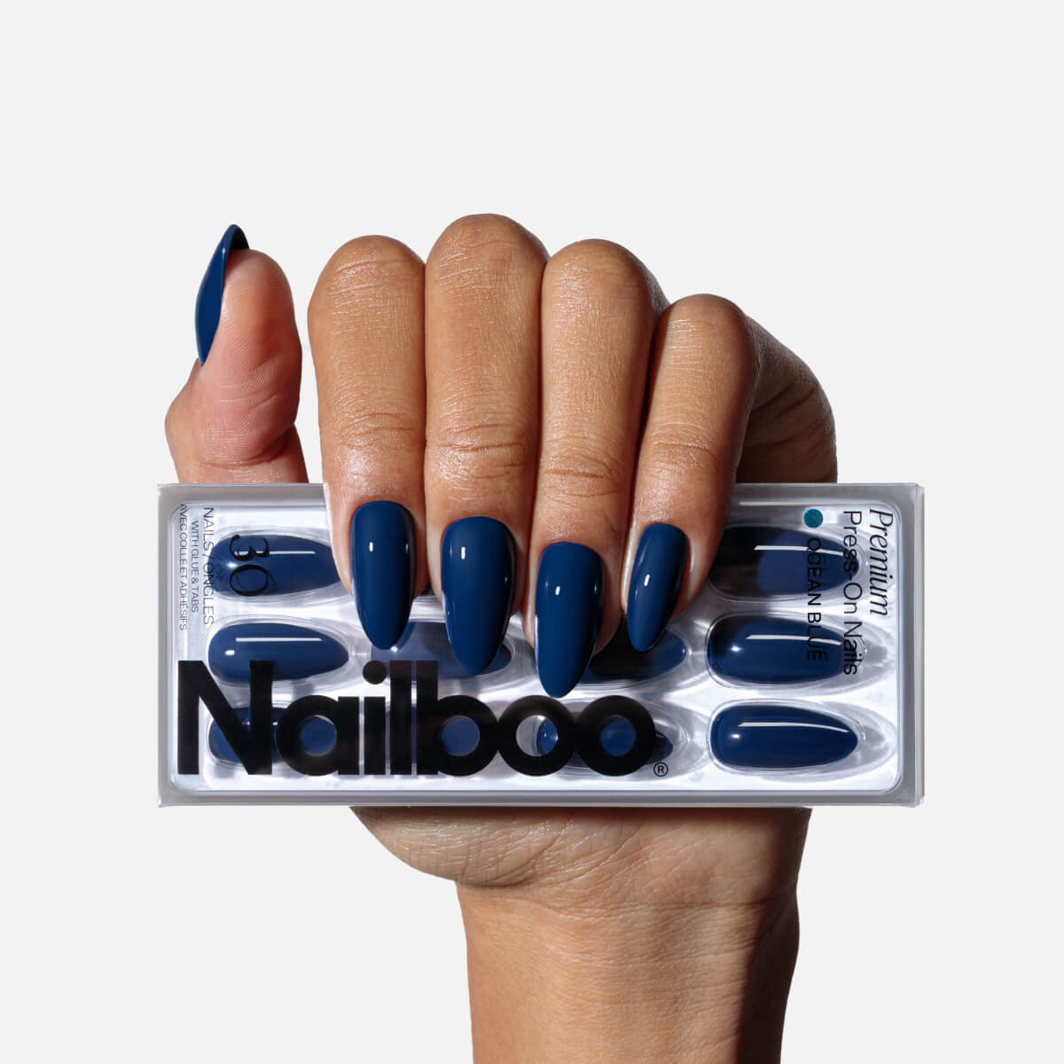Ocean Blue Press On (Almond)