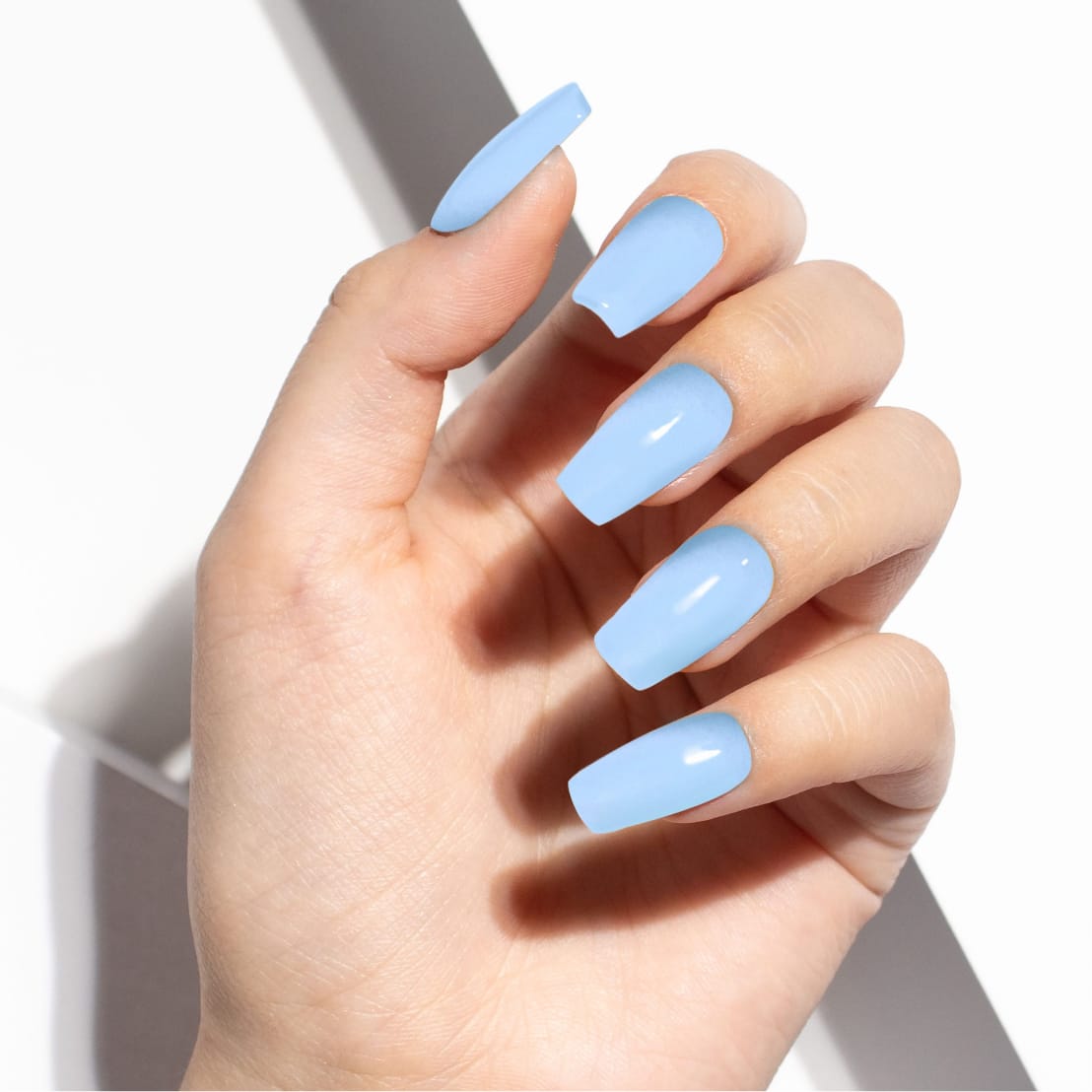 Upgrade Your Look With 24pcs Light Blue Long Almond Press On Nails French  Gold Swirl Full Cover Fake Nail Kit | SHEIN USA