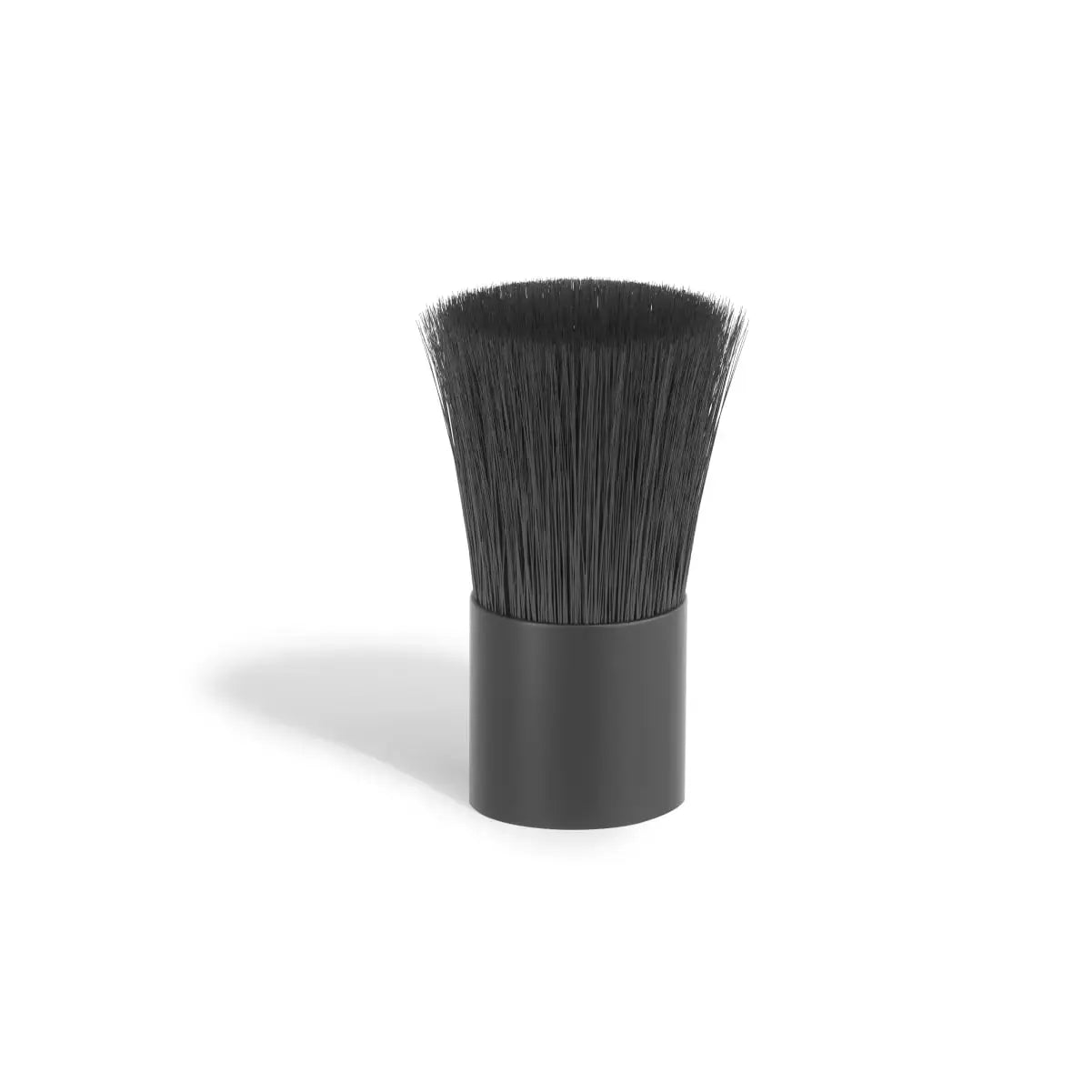 Black shaving or makeup brush with a cylindrical handle.